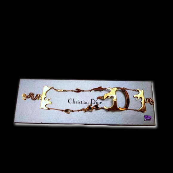 Dior John Galliano Gold Flaming “D” Logo Runway Bracelet Cuff - Picture 11 of 11